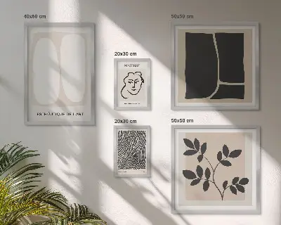 Modernes Wandbilder-Set mit stilvollen minimalistischen Grafiklinien