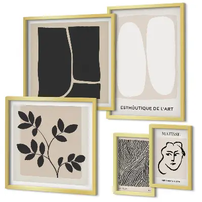 Modernes Wandbilder-Set mit stilvollen minimalistischen Grafiklinien