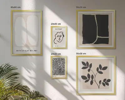 Modernes Wandbilder-Set mit stilvollen minimalistischen Grafiklinien