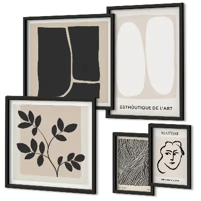 Modernes Wandbilder-Set mit stilvollen minimalistischen Grafiklinien