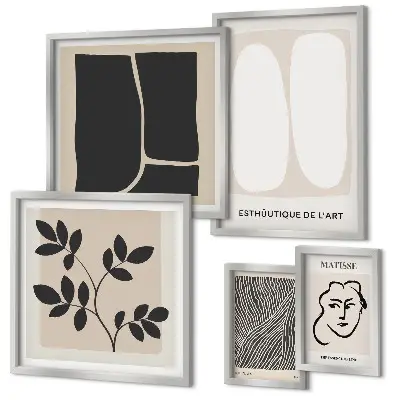 Modernes Wandbilder-Set mit stilvollen minimalistischen Grafiklinien