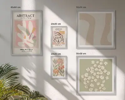 Bildergalerie-Set für die Wand mit abstraktem Blumendesign