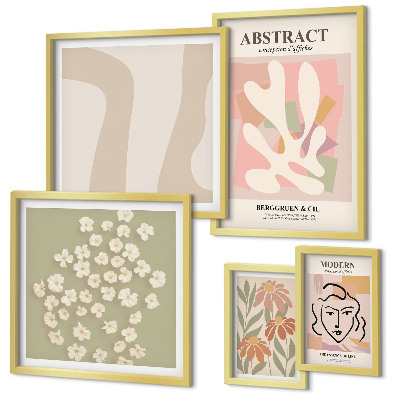 Bildergalerie-set für die wand Stilvolles Interieur mit abstrakten Blumen