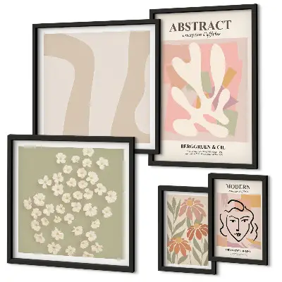 Bildergalerie-Set für die Wand mit abstraktem Blumendesign