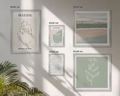 Modernes Wandbilderset mit stilvollen Pflanzengrafiken