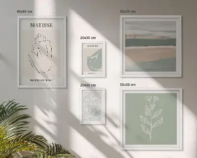 Modernes Wandbilderset mit stilvollen Pflanzengrafiken