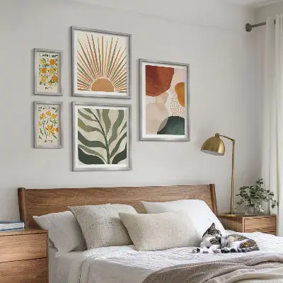 Wandbilder-Set stilvolle Pflanzengrafiken mit Geometrie