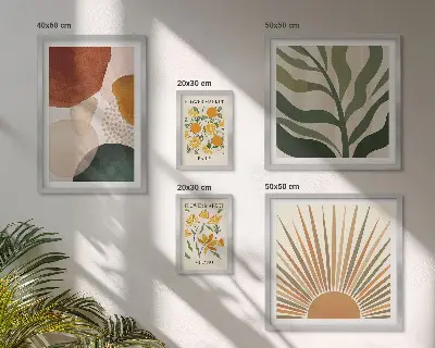 Wandbilder-Set stilvolle Pflanzengrafiken mit Geometrie