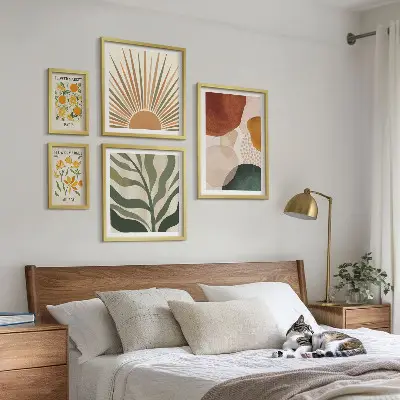 Wandbilder-Set stilvolle Pflanzengrafiken mit Geometrie