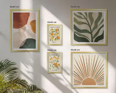 Wandbilder-Set stilvolle Pflanzengrafiken mit Geometrie
