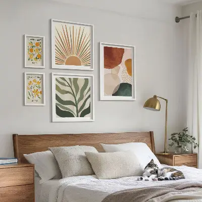 Wandbilder-Set stilvolle Pflanzengrafiken mit Geometrie