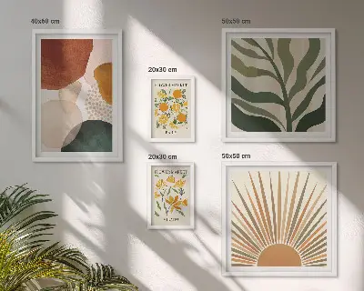Wandbilder-Set stilvolle Pflanzengrafiken mit Geometrie