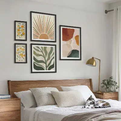 Wandbilder-Set stilvolle Pflanzengrafiken mit Geometrie