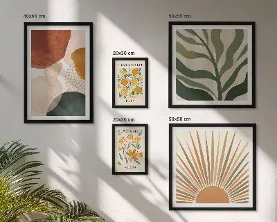 Wandbilder-Set stilvolle Pflanzengrafiken mit Geometrie