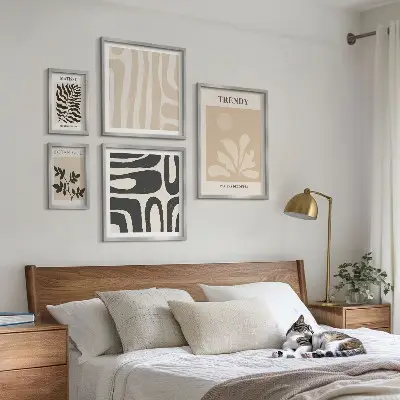 Bilderset mit Pflanzenmotiven stilvolle Dekoration fürs Sofa