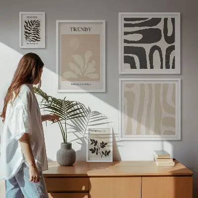 Bilderset mit Pflanzenmotiven stilvolle Dekoration fürs Sofa