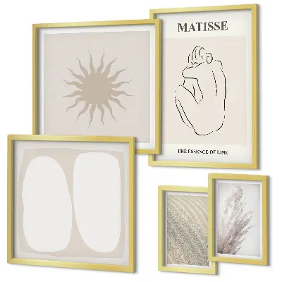 Modernes Wandbilder-Set mit minimalistischen Formen im Boho-Stil