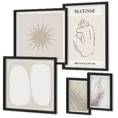 Modernes Wandbilder-Set mit minimalistischen Formen im Boho-Stil