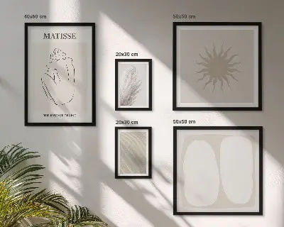 Modernes Wandbilder-Set mit minimalistischen Formen im Boho-Stil