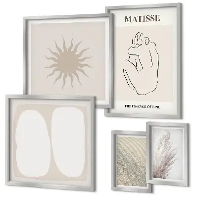 Modernes Wandbilder-Set mit minimalistischen Formen im Boho-Stil