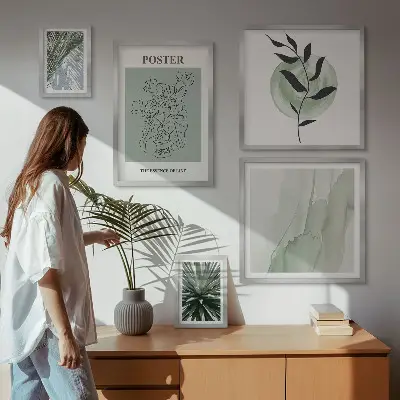 Bilderset fürs Sofa mit Pflanzeninspirationen in Naturtönen
