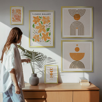Modernes wandbilder-set Stilvolle Blumen und Geometrie