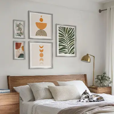 Bildergalerien-Set für die Wand mit Pflanzenmuster und Boho-Formen