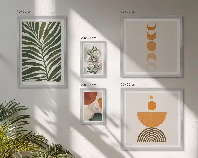Bildergalerien-Set für die Wand mit Pflanzenmuster und Boho-Formen