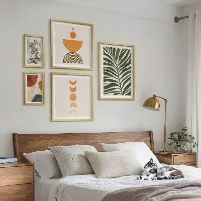Bildergalerien-Set für die Wand mit Pflanzenmuster und Boho-Formen