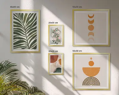 Bildergalerien-Set für die Wand mit Pflanzenmuster und Boho-Formen