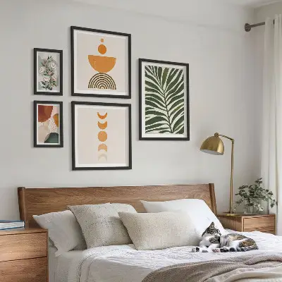Bildergalerien-Set für die Wand mit Pflanzenmuster und Boho-Formen