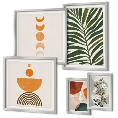 Bildergalerien-Set für die Wand mit Pflanzenmuster und Boho-Formen
