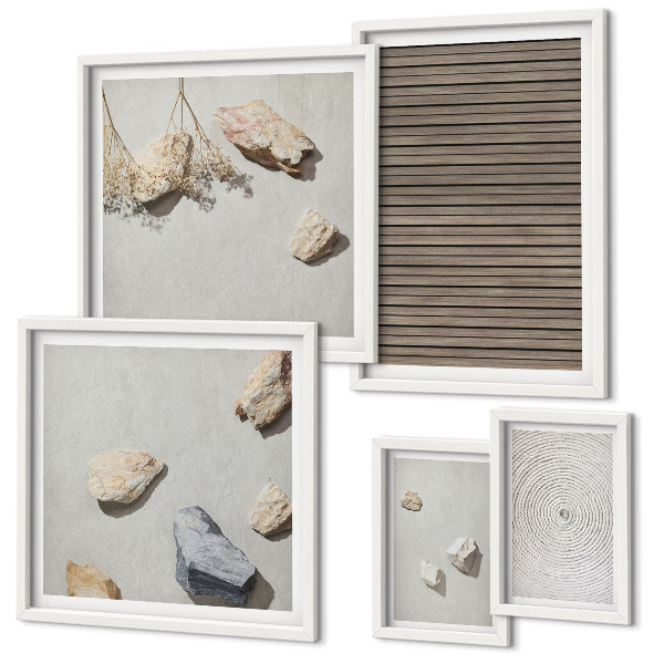 Bildergalerie-set für die wand Natürliche Texturen Holz Steine