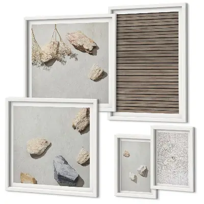 Bildergalerie-Set für die Wand mit Motiven von natürlichen Holz- und Stein-Texturen