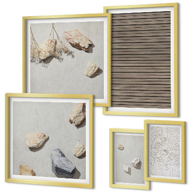 Bildergalerie-set für die wand Natürliche Texturen Holz Steine