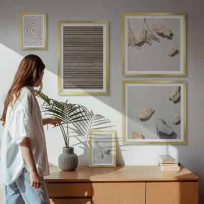 Bildergalerie-set für die wand Natürliche Texturen Holz Steine