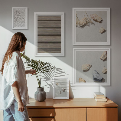 Bildergalerie-set für die wand Natürliche Texturen Holz Steine