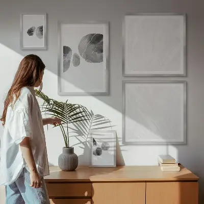 Modernes Wandbilder-Set mit abstrakter Farbflecken-Malerei