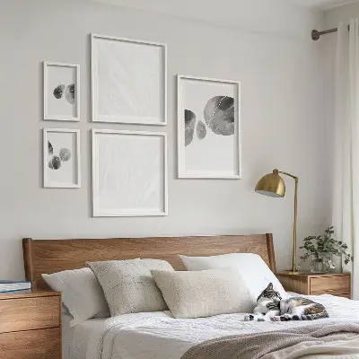 Modernes Wandbilder-Set mit abstrakter Farbflecken-Malerei
