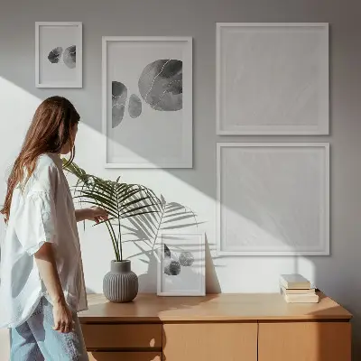 Modernes Wandbilder-Set mit abstrakter Farbflecken-Malerei