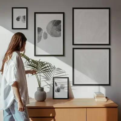 Modernes Wandbilder-Set mit abstrakter Farbflecken-Malerei
