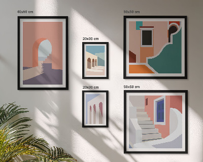 Bilderset fürs sofa Architekturgrafiken in Pastellfarben