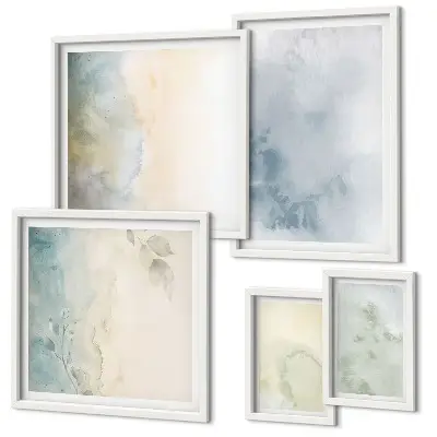Modernes Wandbilder-Set mit Pastellfarben auf Leinwand