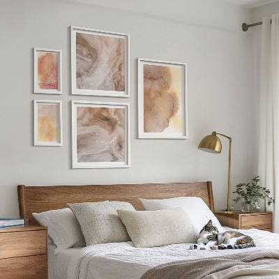 Bilderset fürs sofa Warme, farbenfrohe Aquarelltexturen