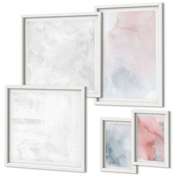 Bildergalerie-set für die wand Pastellfarbene Aquarelltexturen