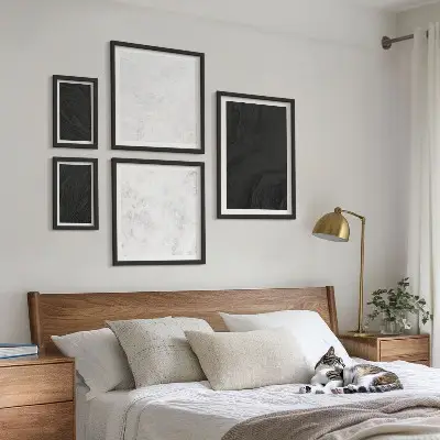 Modernes Wandbilder-Set dunkles Licht mit glamouröser Marmoroptik