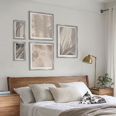 Modernes wandbilder-set Nahaufnahme von natürlichen Boho-Stoffen