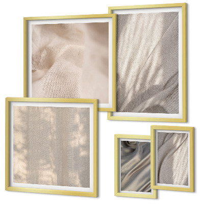 Modernes wandbilder-set Nahaufnahme von natürlichen Boho-Stoffen