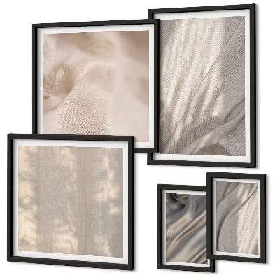 Modernes wandbilder-set Nahaufnahme von natürlichen Boho-Stoffen