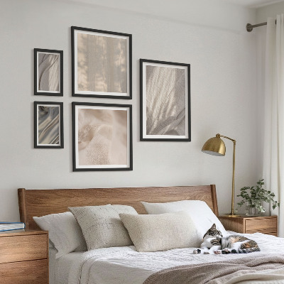 Modernes wandbilder-set Nahaufnahme von natürlichen Boho-Stoffen